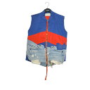 【中古】GREG LAUREN 古着再構築 切替 ベスト ブルー×レッド サイズ:1 【190225】(グレッグローレン)