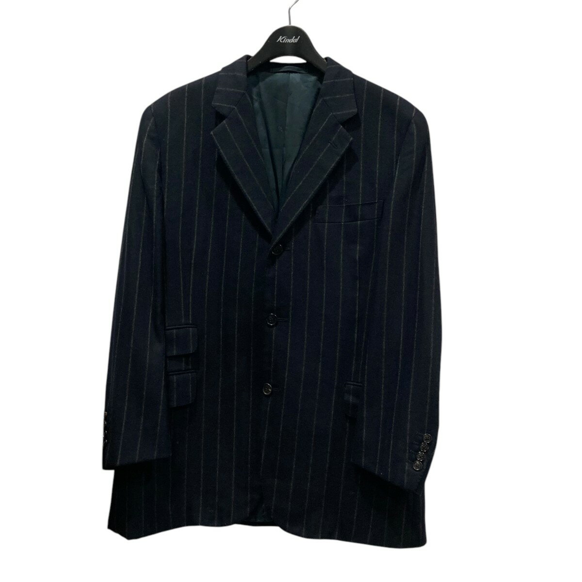 【中古】HERMES ストライプウールジャケット A9105 ネイビー サイズ:50 【190225】(エルメス)