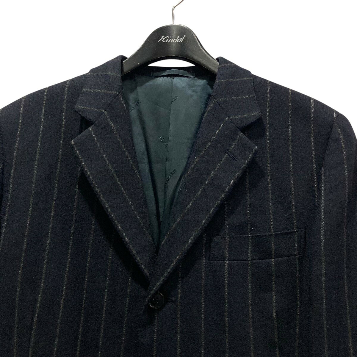 【中古】HERMES　ストライプウールジャケット A9105 ネイビー サイズ：50 【190225】（エルメス）