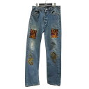 【中古】LEVI’S×Children of the discordance刺繍デニムパンツ C0TDBT-322E インディゴ サイズ:1【価格見直し】
