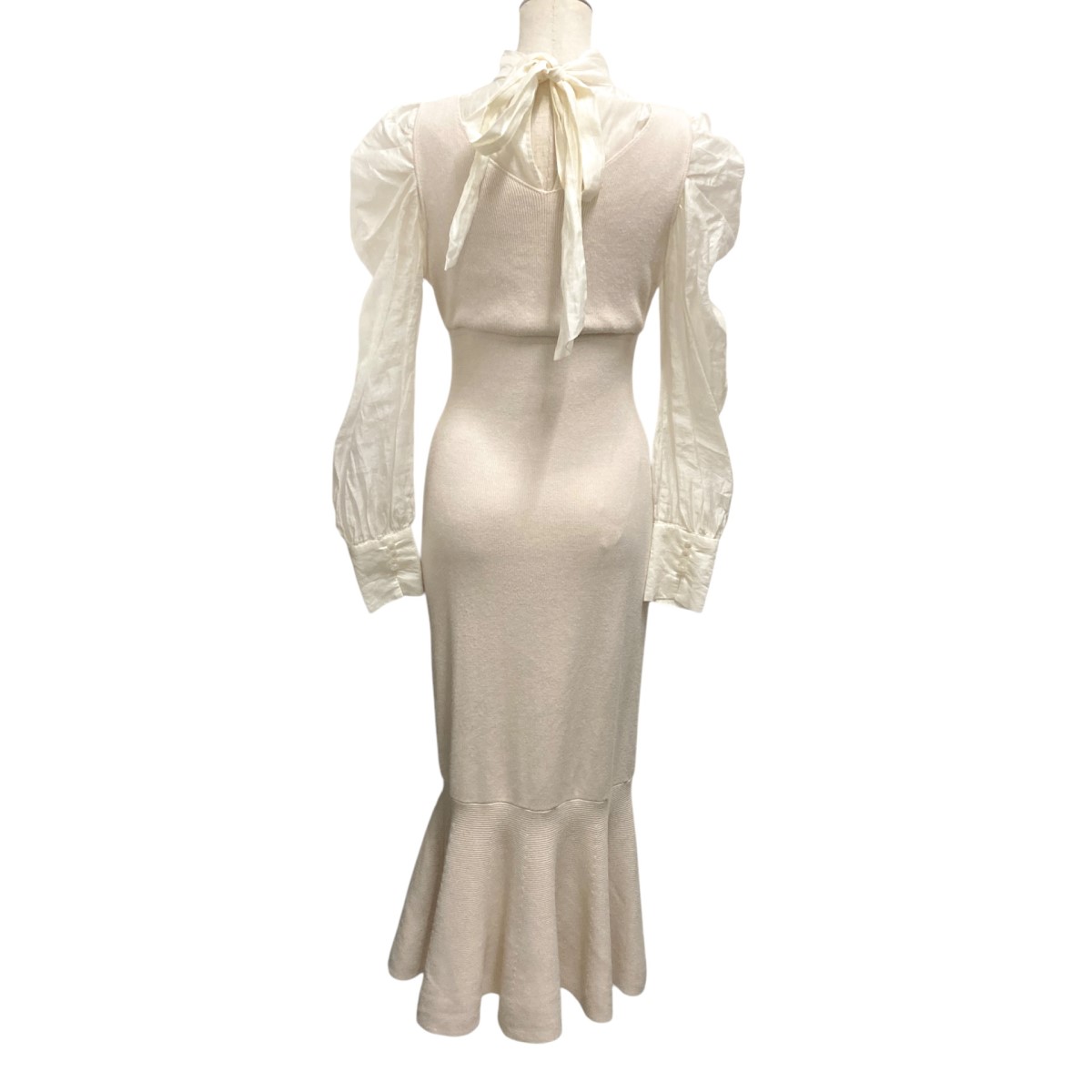 【中古】MERCURY DUO2WAYリボンパワショルニットドッキングワンピース 002250301501 01 ベージュ サイズ：M【価格見直し】