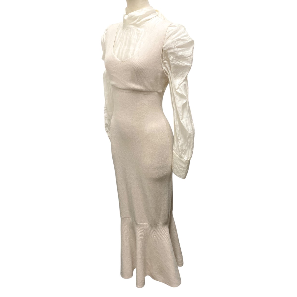 【中古】MERCURY DUO2WAYリボンパワショルニットドッキングワンピース 002250301501 01 ベージュ サイズ：M【価格見直し】