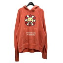 【中古】Kaikai Kiki MURAKAMI FLOWERS Garment Dye hoodie プリントプルオーバーパーカー オレンジ サイズ:XL 【260225】(カイカイキキ)