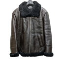 【中古】PRADA ムートンレザージャケット ブラウン サイズ:40 【270225】(プラダ)