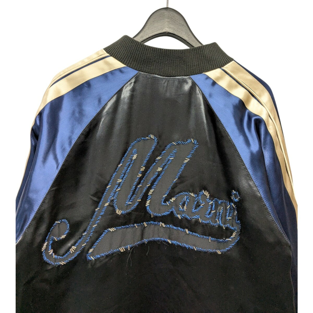 【中古】MARNIレーヨンサテンスーベニアジャケット ブラック×ネイビー サイズ：48【価格見直し】