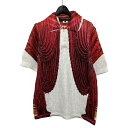 【中古】COMME des GARCONS HOMME PLUS24SS グラフィックデザイン ポロシャツ PM-N003 レッド×ホワイト サイズ:S【価格見...