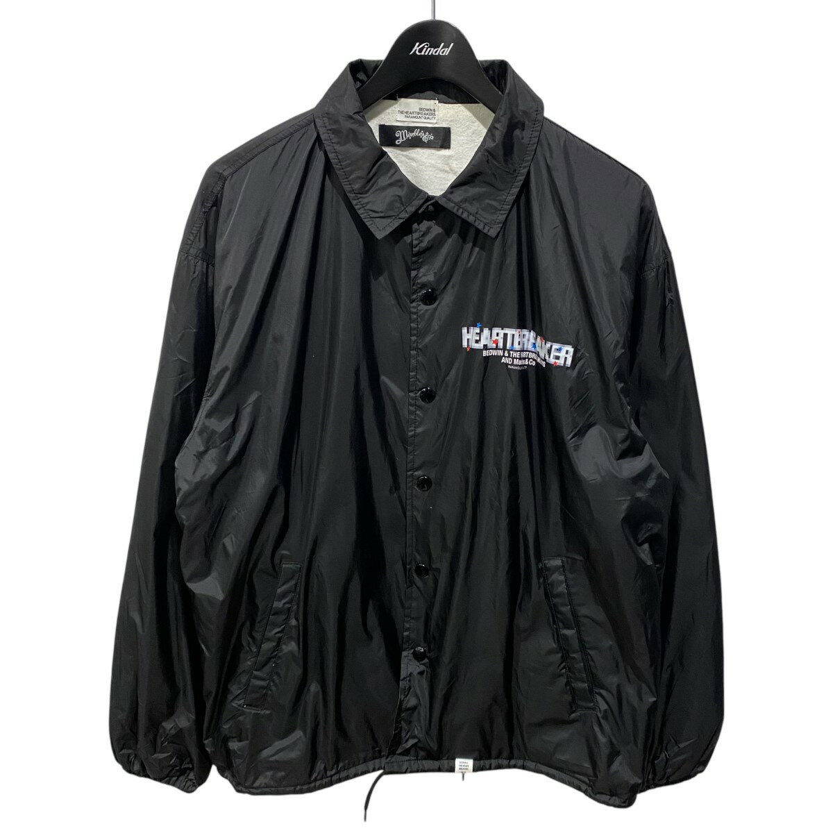 【中古】BEDWIN×MARBLES ロゴプリント コーチジャケット ブラック サイズ:S 【050325】(ベドウィン×マーブルズ)