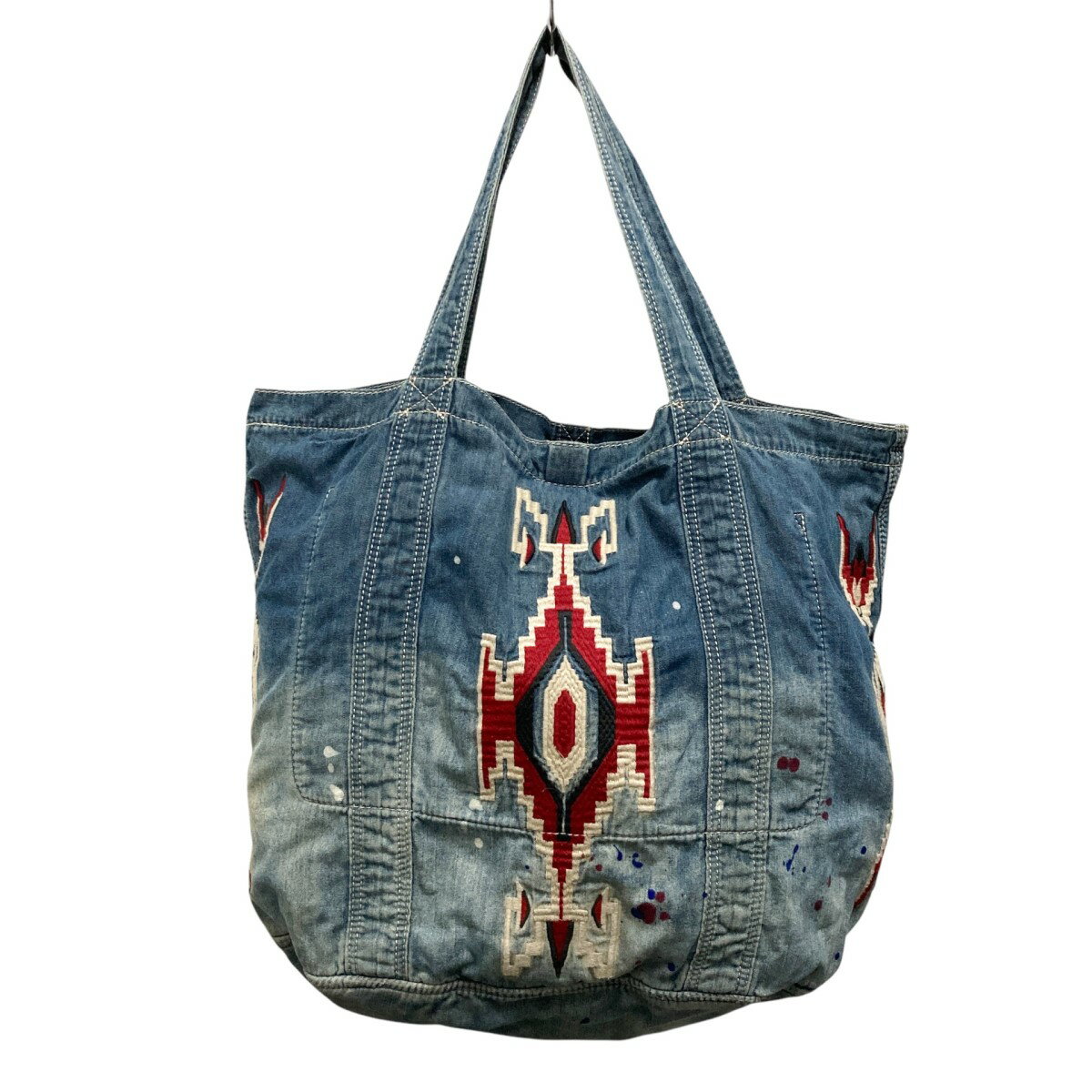 【中古】DENIM & SUPPLY RALPH LAUREN ネイティブ柄 USED加工トートバッグ 200011541 ネイビー 【090325】(デニムアンドサプライラルフローレン)