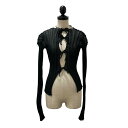 【中古】A.ROEGE HOVE ラメリブニットカーディガン ブラック 【120325】(エローエホーベ)(4)