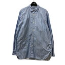 【中古】JUNYA WATANABE MAN ストライプ エルボーパッチ ロングスリーブシャツ WJ-B010 スカイブルー サイズ:S 【150325】(ジュ...