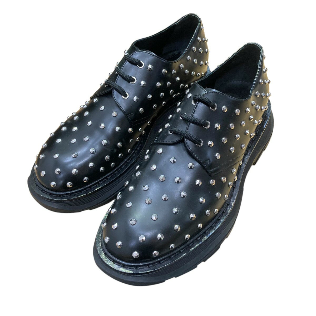 【中古】ALEXANDER McQUEENスタッズシューズ 604256 ブラック サイズ:43【価格見直し】