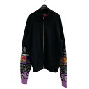 【中古】VERSACE メドゥーサ ルネサンス ジップアップニットジャケット 1006291 ブラック×マルチカラー サイズ:52 【150325】(ヴェルサー...