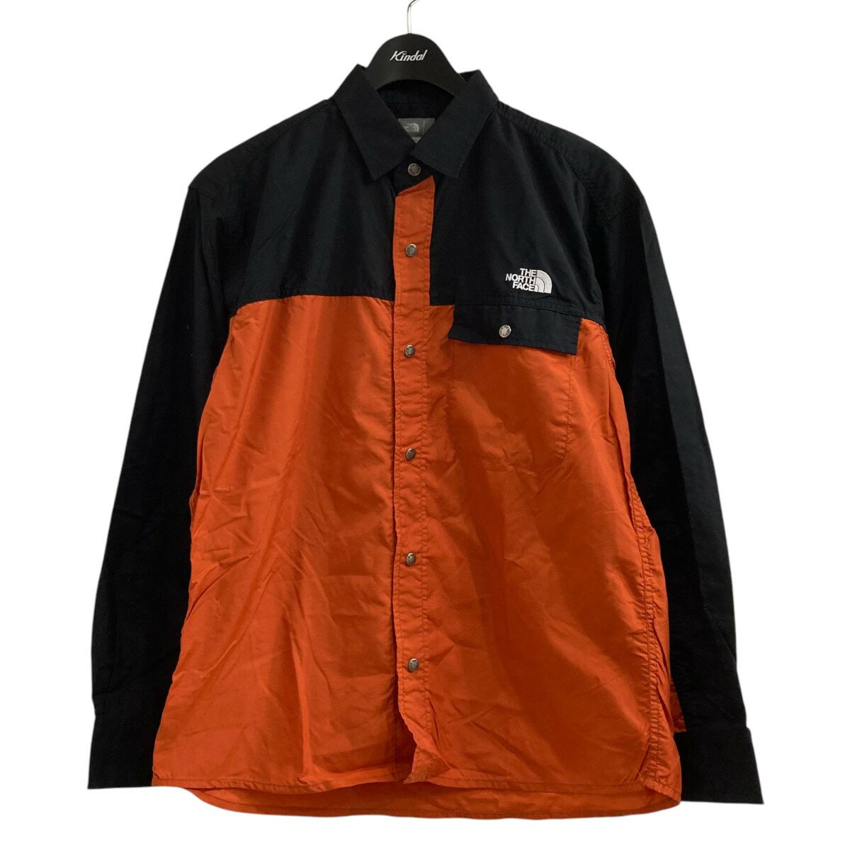 【中古】THE NORTH FACEロングスリーブヌプシシャツ NR11961 オレンジ×ブラック サイズ:M【価格見直し】