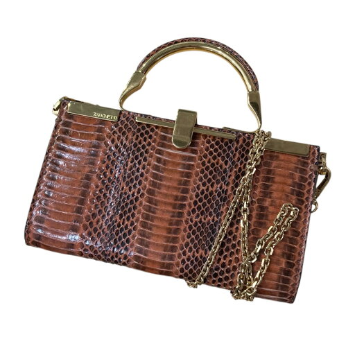 【中古】ZANCHETTIハンドバッグ オレンジ×ブラッグ【価格見直し】 【中古】ZANCHETTIハンドバッグ オレンジ×ブラッグ【価格見直し】