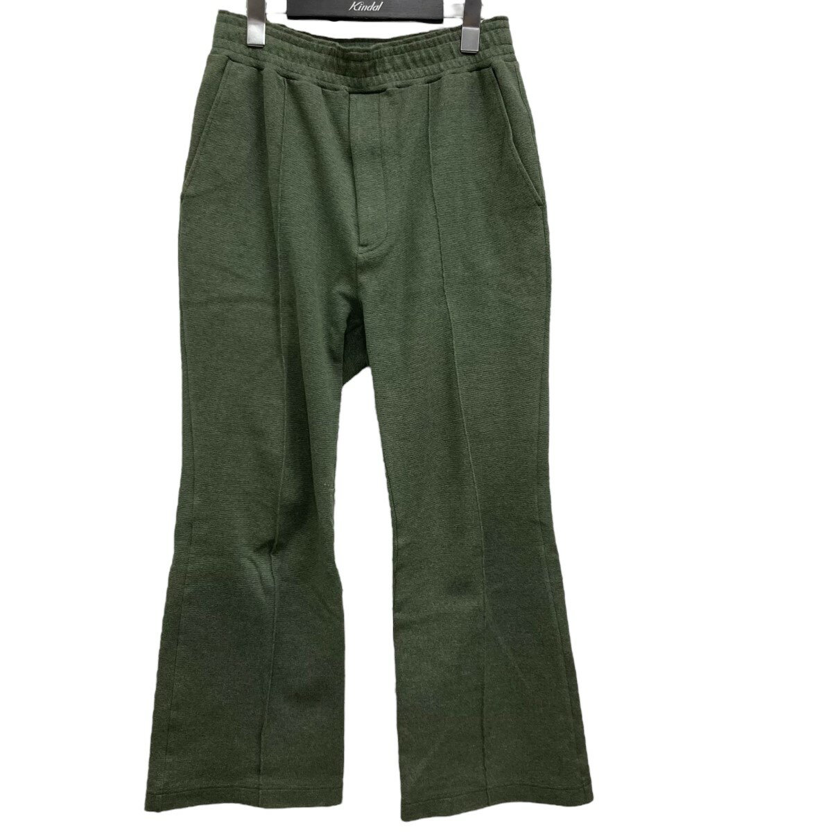 【中古】MATSUFUJIMelange Rib Semi-flare Trousers フレアパンツ グリーン サイズ:2【価格見直し】