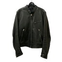 【中古】TOM FORD シープレザーシングルライダースジャケット BV410 ブラック サイズ:50 【170325】(トムフォード)