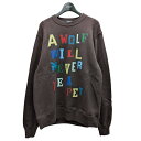 【中古】UNDERCOVER SWEAT A WOLF NEVER BE A PET プリントトレーナー ブラウン サイズ:2 【170325】(アンダーカバー)