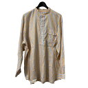 【中古】INDIVIDUALIZED SHIRTS 業 -nariwai-別注 Linen Band Collar Shirts ストライプシャツ オレンジ 【...