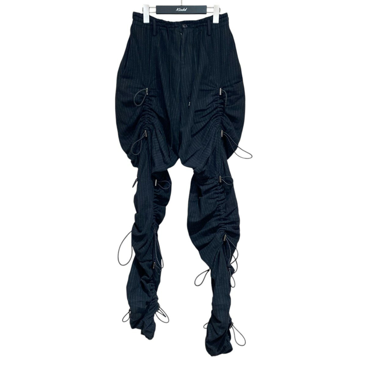 【中古】LIMI feu 24AW LOOSE ELASTIC PANTS WITH STRIPES LO-P08-008 ブラック サイズ:2 【180325】(リミフゥ)