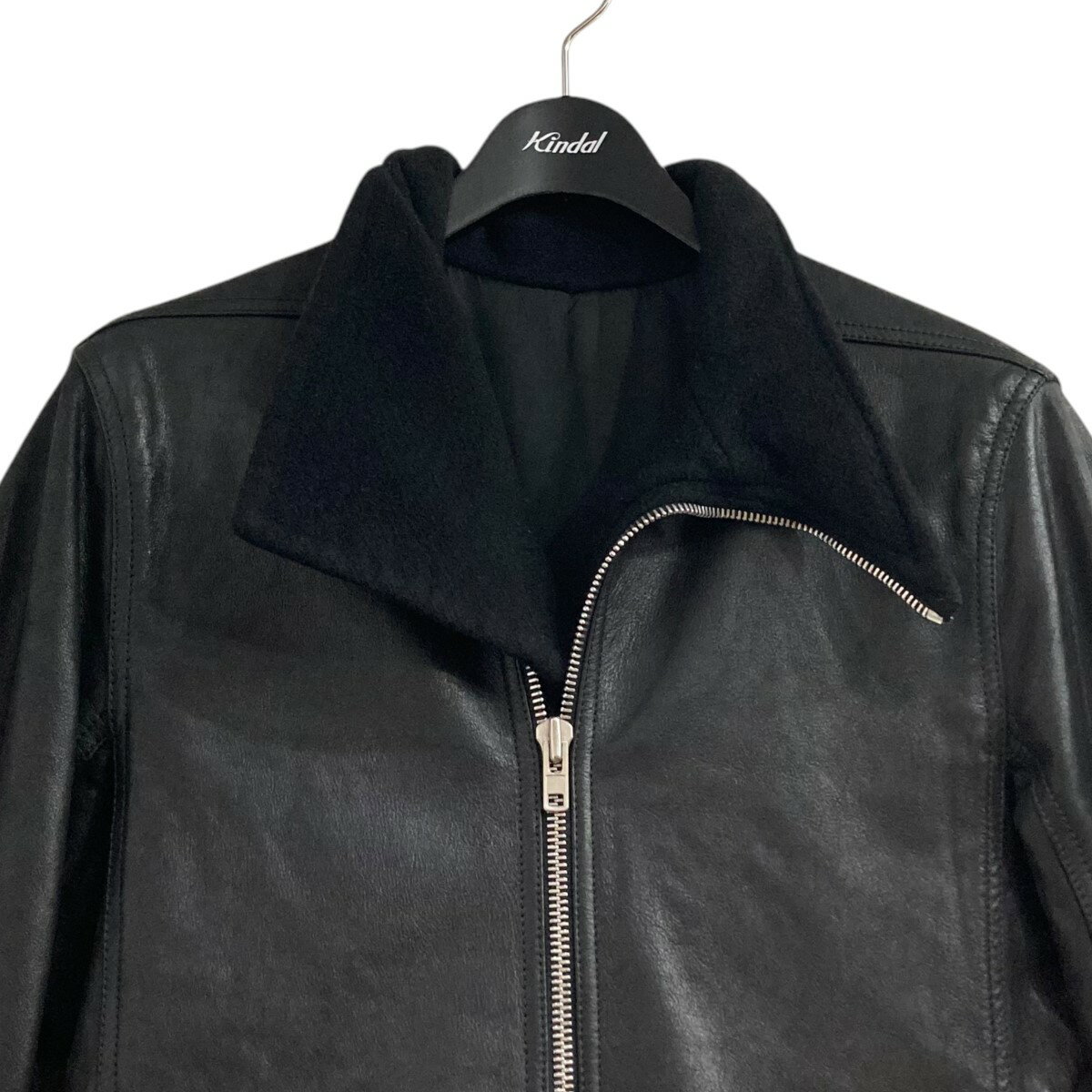 【中古】RICK OWENS　カシミヤコートドッキングレザージャケット RU14F2762-LGWT ブラック サイズ：50 【200325】（リックオウエンス）