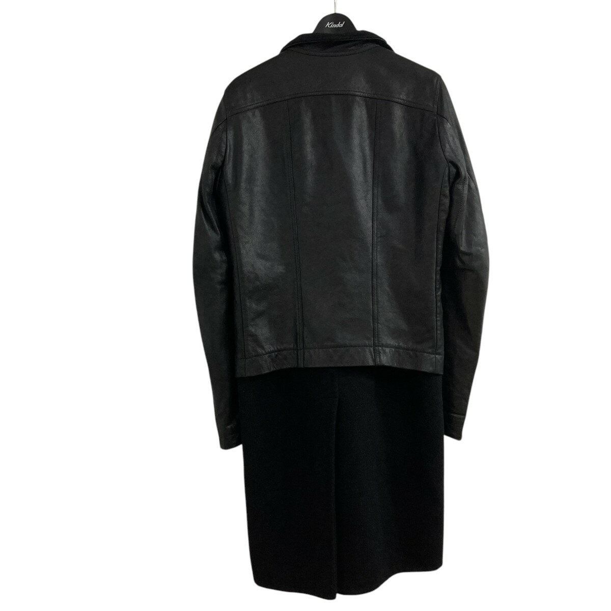 【中古】RICK OWENS　カシミヤコートドッキングレザージャケット RU14F2762-LGWT ブラック サイズ：50 【200325】（リックオウエンス）