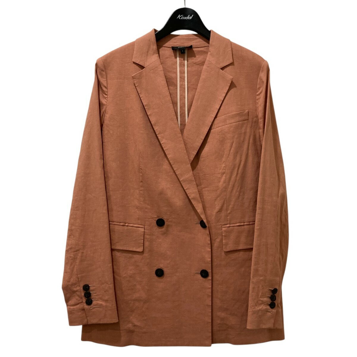 【中古】theory ECO CRUNCH WASH PIAZZA JKT SL ダブルジャケット 01-1104105 ピンク サイズ:0 【210325】(セオリー)