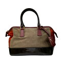 【中古】FURLA ハンドバッグ グレージュ×レッド 【210325】(フルラ)