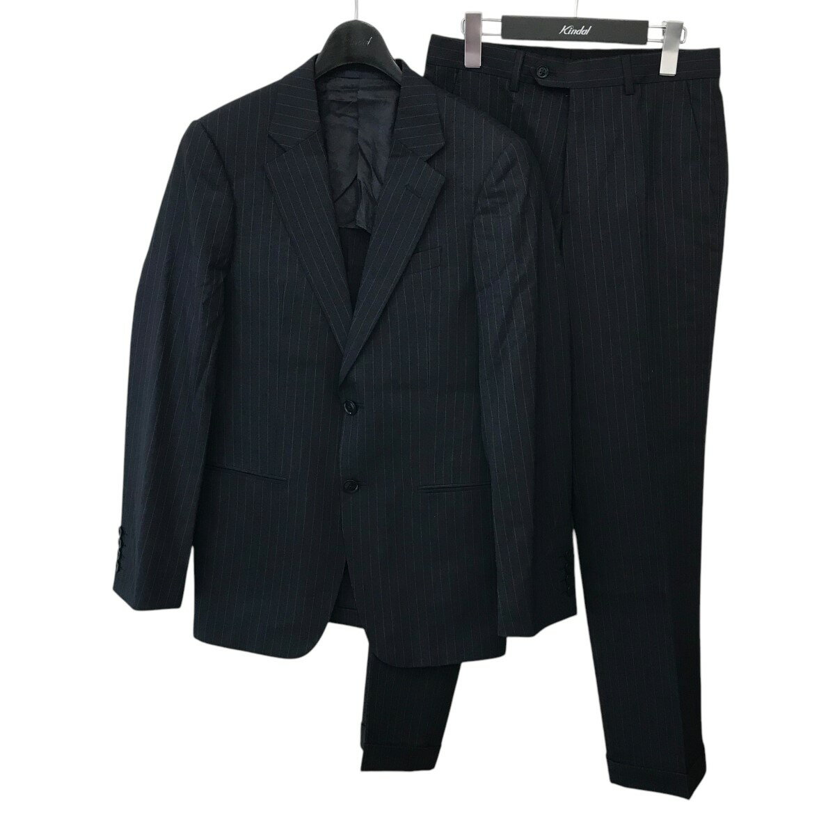 【中古】ARMANI ストライプセットアップスーツ ネイビー サイズ:44/44 【220325】(アルマーニ)