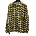 【中古】M’S BRAQUE 総柄シルクシャツ 222317 ベージュ×ブラウン サイズ:40 【220325】(エムズ ブラック)