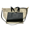 【中古】JIL SANDERWANDER SQUARE MEDIUM キャンバスレザー2WAYトートバッグ アイボリー×ブラック サイズ:ONESIZE【価格見...