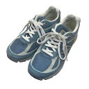 【中古】NEW BALANCE×AURALEE ローカットスニーカー 990v4 U990AL4 ブルー サイズ:24.0cm 【230325】(ニューバランス...