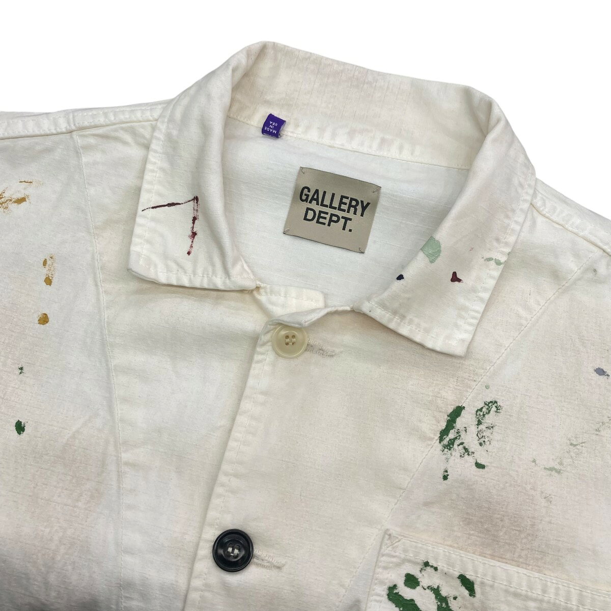 【中古】GALLERY DEPT24SS EP overshirt ペイントデザインシャツ アイボリー サイズ：2XL【価格見直し】