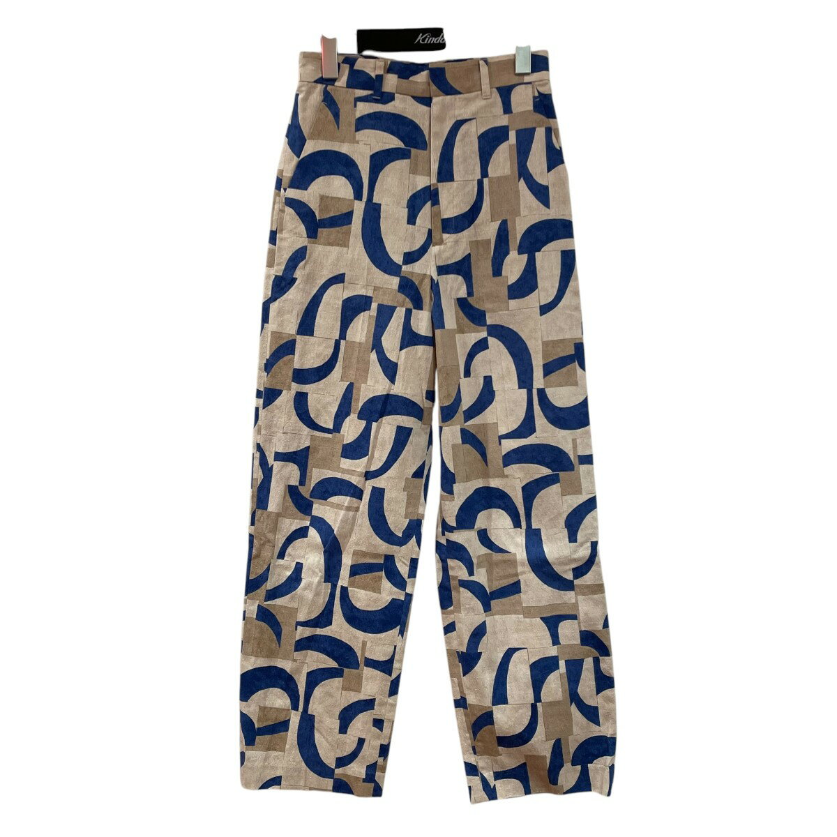 【中古】6(ROKU) BEAUTY&YOUTH COTTON KIKA PANTS 総柄パンツ 8416-299-0399 ブルー×ベージュ サイズ:34 【240325】(ロクビューティアンドユース)