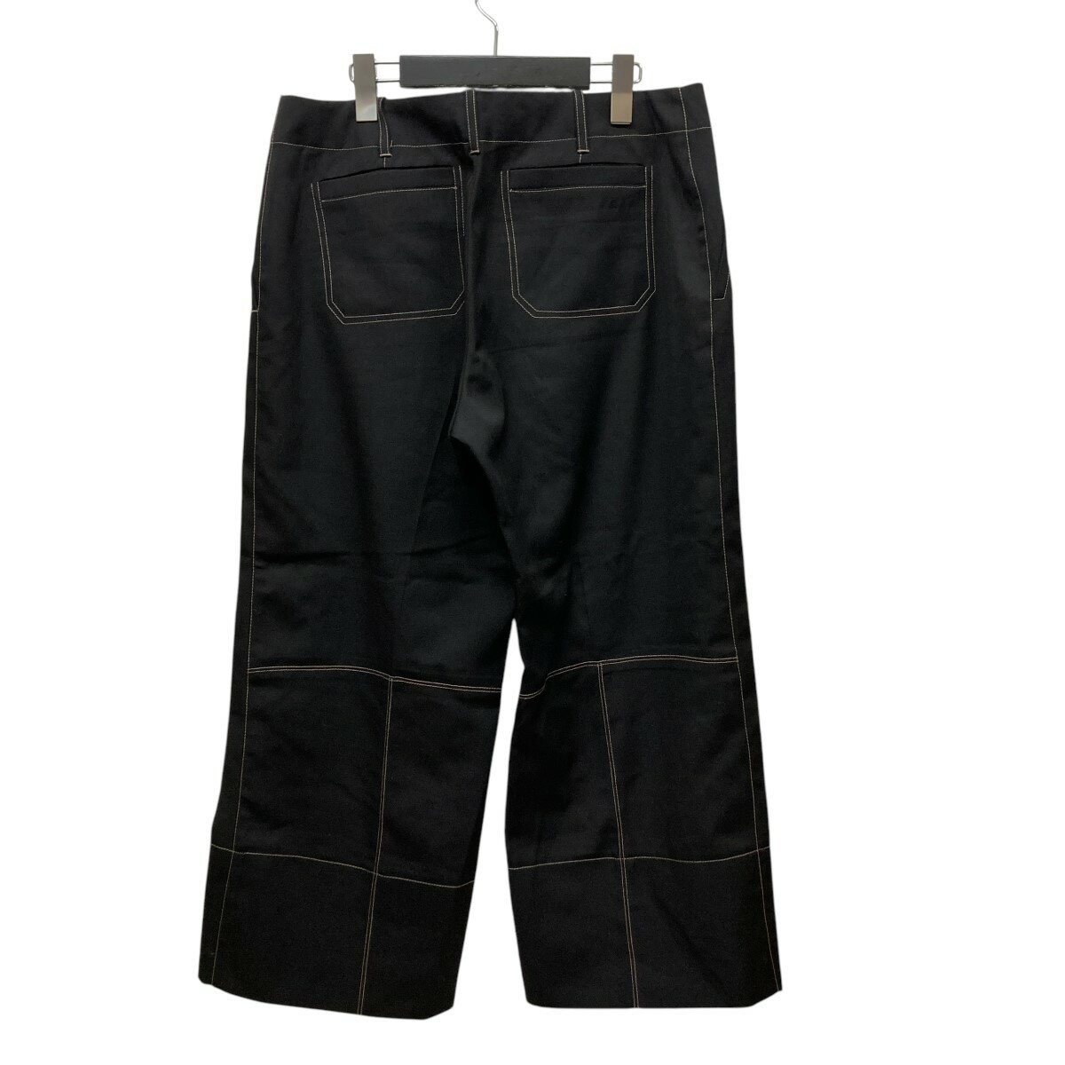 【中古】JACQUEMUSステッチデザインパンツ ブラック サイズ：42【価格見直し】