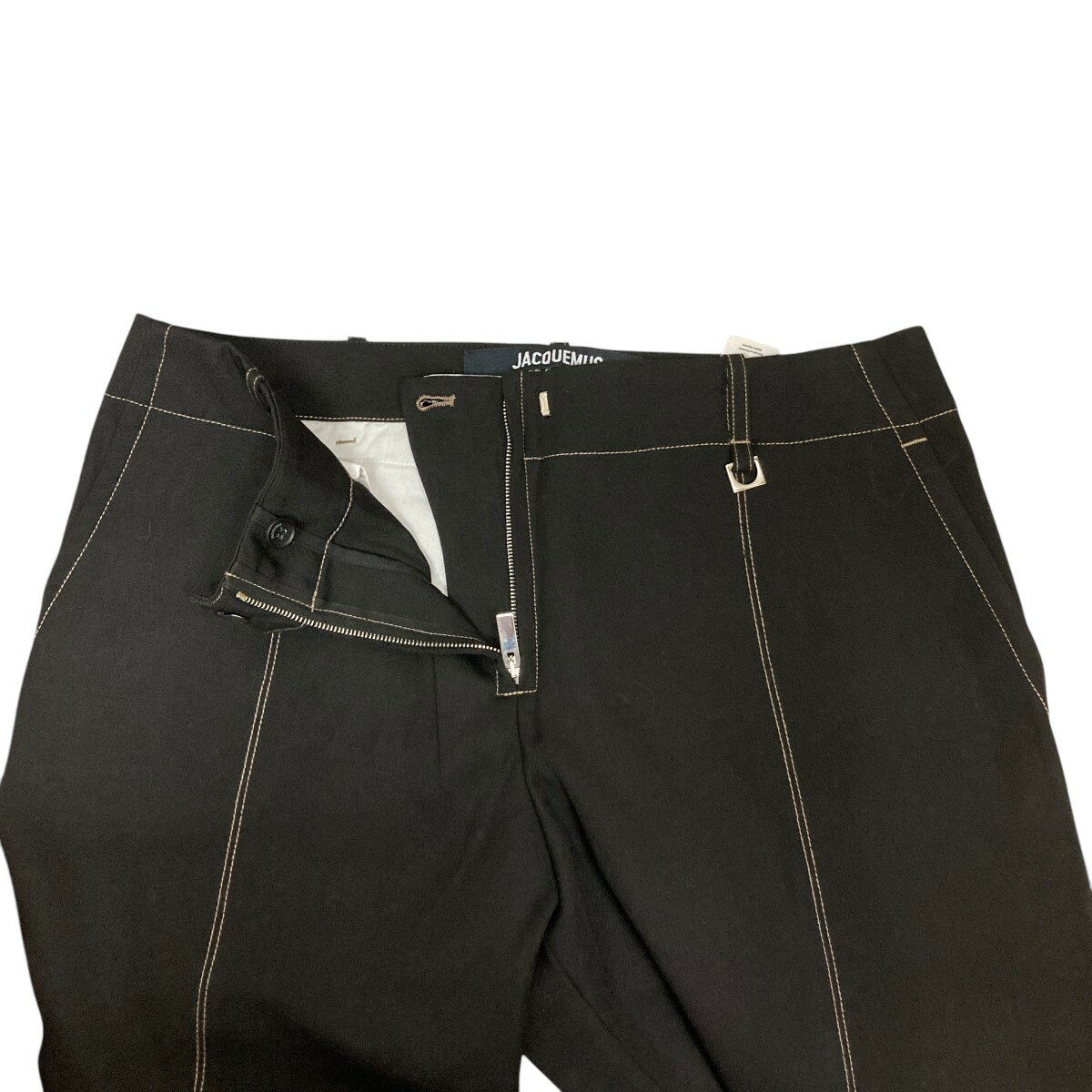 【中古】JACQUEMUSステッチデザインパンツ ブラック サイズ：42【価格見直し】