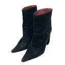 【中古】mame kurogouchivelvet pointed toe boots ベルベットポインテッドトゥブーツ ブラック サイズ:24 1/2【価格見...