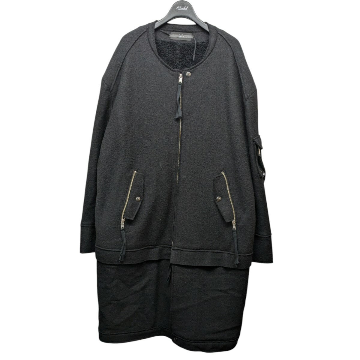 【中古】ASKYY CONVERTIBLE LONGLINE BOMBER JACKET ロングボンバージャケット ブラック サイズ:OVER 【290325】(アスキー)