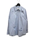 【中古】doubletDESTROYED STRIPE SHIRT ストライプシャツ 23SS17SH114 ブルー×ホワイト サイズ:M【価格見直し】