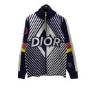 【中古】DIOR ハイカラージップニット 313M649AT476 パープル×ホワイト サイズ:M 【300325】(ディオール)