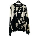 【中古】LOUIS VUITTON 23SS LVアブストラクトハウンドトゥースニット RM231M T26 HON34W ブラック×ホワイト サイズ:XXL ...