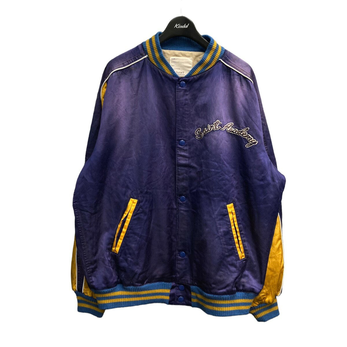 【中古】SAINT MICHAEL 2023SS 「SA SKASTADIUM JKT」 ダメージ加工スカジャン パープル サイズ:M 【300325】(セントマイケル)