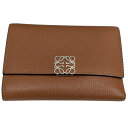 【中古】LOEWE アナグラム トライフォールド ウォレット 財布 C821S33X01 ブラウン 【310325】(ロエベ)
