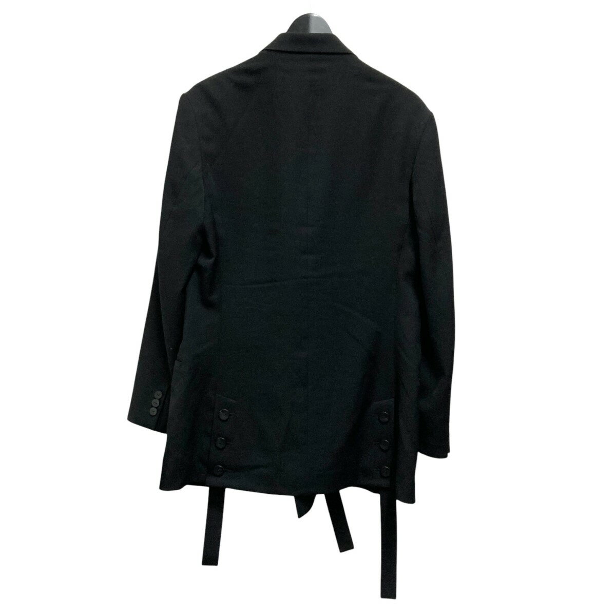 【中古】Yohji Yamamoto pour homme　フラシベルト付きピークJ ベルト装飾ジャケット HJ J68 100 ブラック サイズ：3 【310325】（ヨウジヤマモトプールオム）