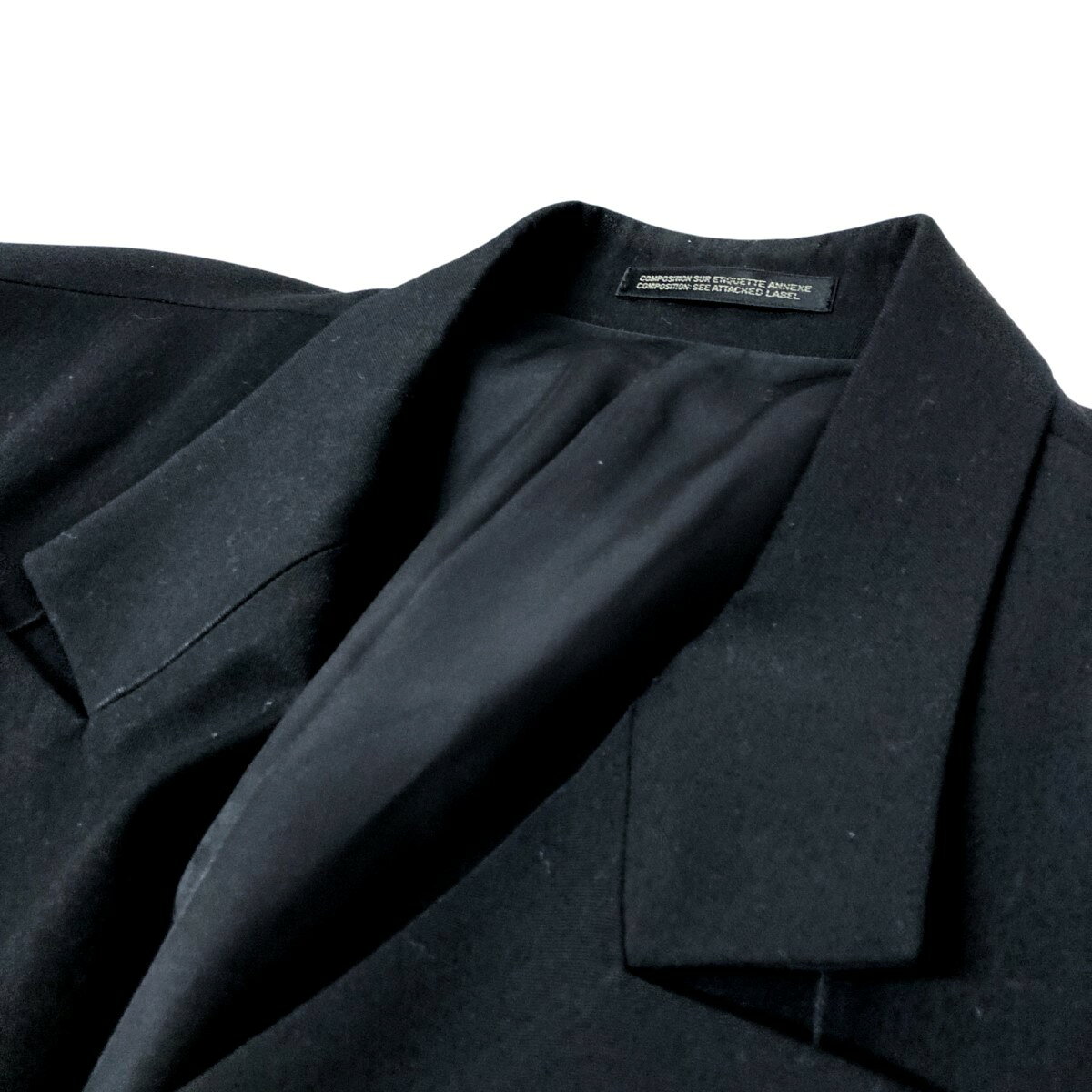 【中古】Yohji Yamamoto pour homme　フラシベルト付きピークJ ベルト装飾ジャケット HJ J68 100 ブラック サイズ：3 【310325】（ヨウジヤマモトプールオム）