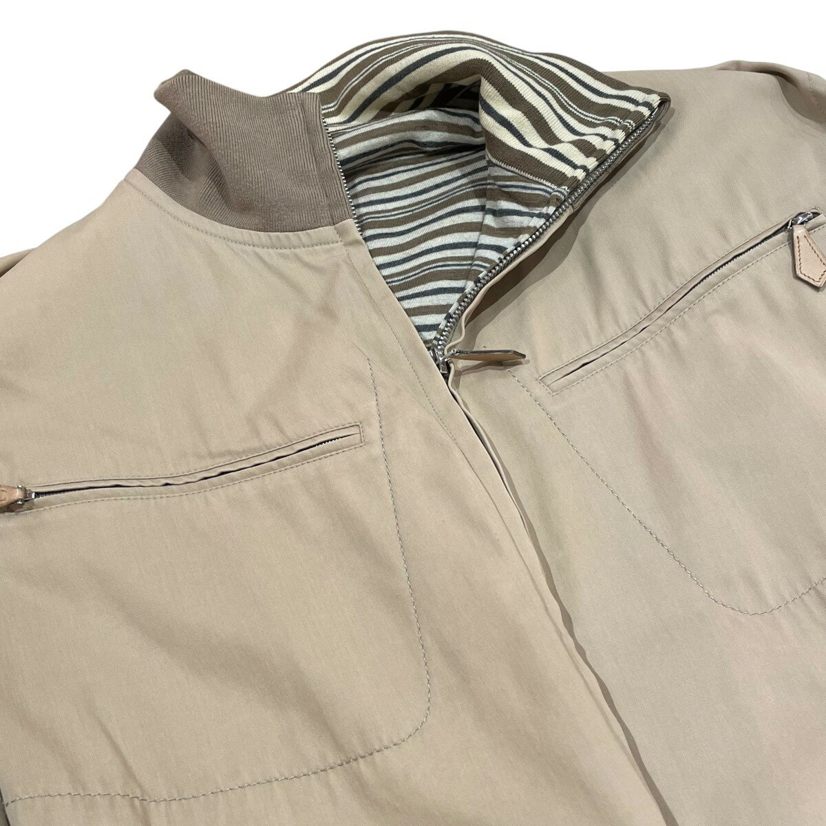 【中古】HERMES　ジップブルゾン ベージュ サイズ：SIZE 50 【310325】（エルメス）