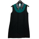 【中古】MIU MIU ノースリーブワンピース ブラック×グリーン サイズ:42 【010425】(ミュウミュウ)