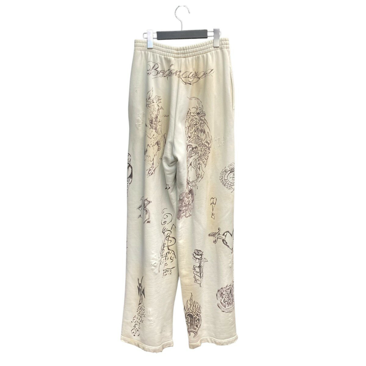 【中古】BALENCIAGA24SS Graffiti Baggy Sweat Pants スウェットパンツ 787357 TQVK1 ホワイト サイズ：S【価格見直し】