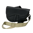 【中古】Christian Dior レザーサドルバッグ ネイビー 【020425】(クリスチャンディオール)