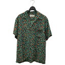 【中古】WACKO MARIA レオパードシャツ アロハシャツ グリーン×オレンジ サイズ:S 【040425】(ワコマリア)