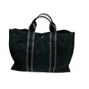 【中古】HERMES エールラインMM キャンバストートバッグ ブラック サイズ:ONESIZE 【040425】(エルメス)